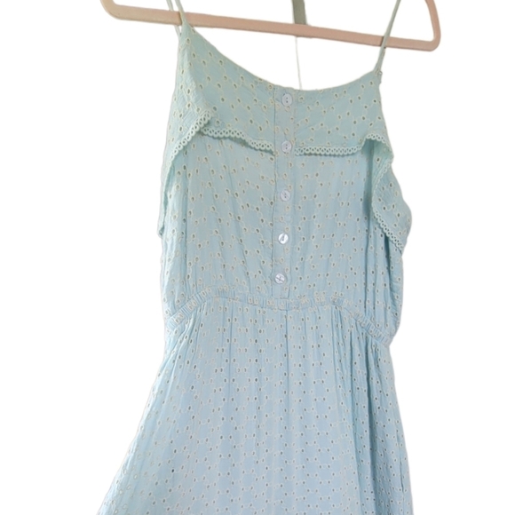 LOST + WANDER Blissful Blues Eyelet Long Maxi Boho Beach Dress Sz L - Picture 13 of 16